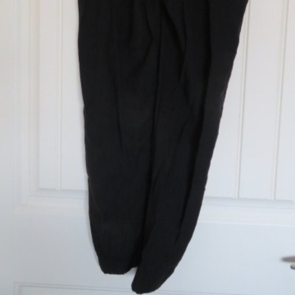 TAHARI Black PANTS Elastic Waist Zip Front & Ties Small (K322) - Picture 3 of 6